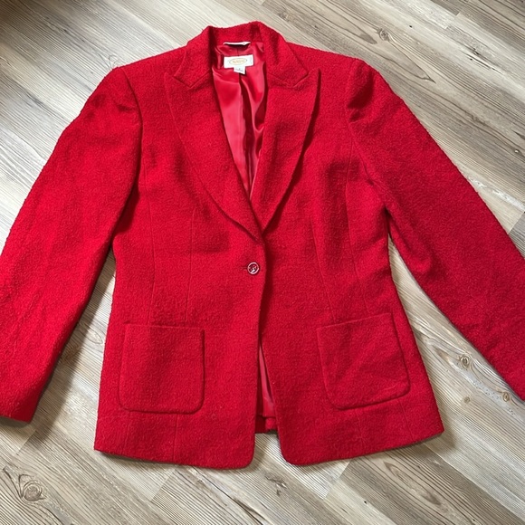 Talbots Women's Red Wool Blazer Jacket Size 8 Lined Career Vibrant - Picture 3 of 9